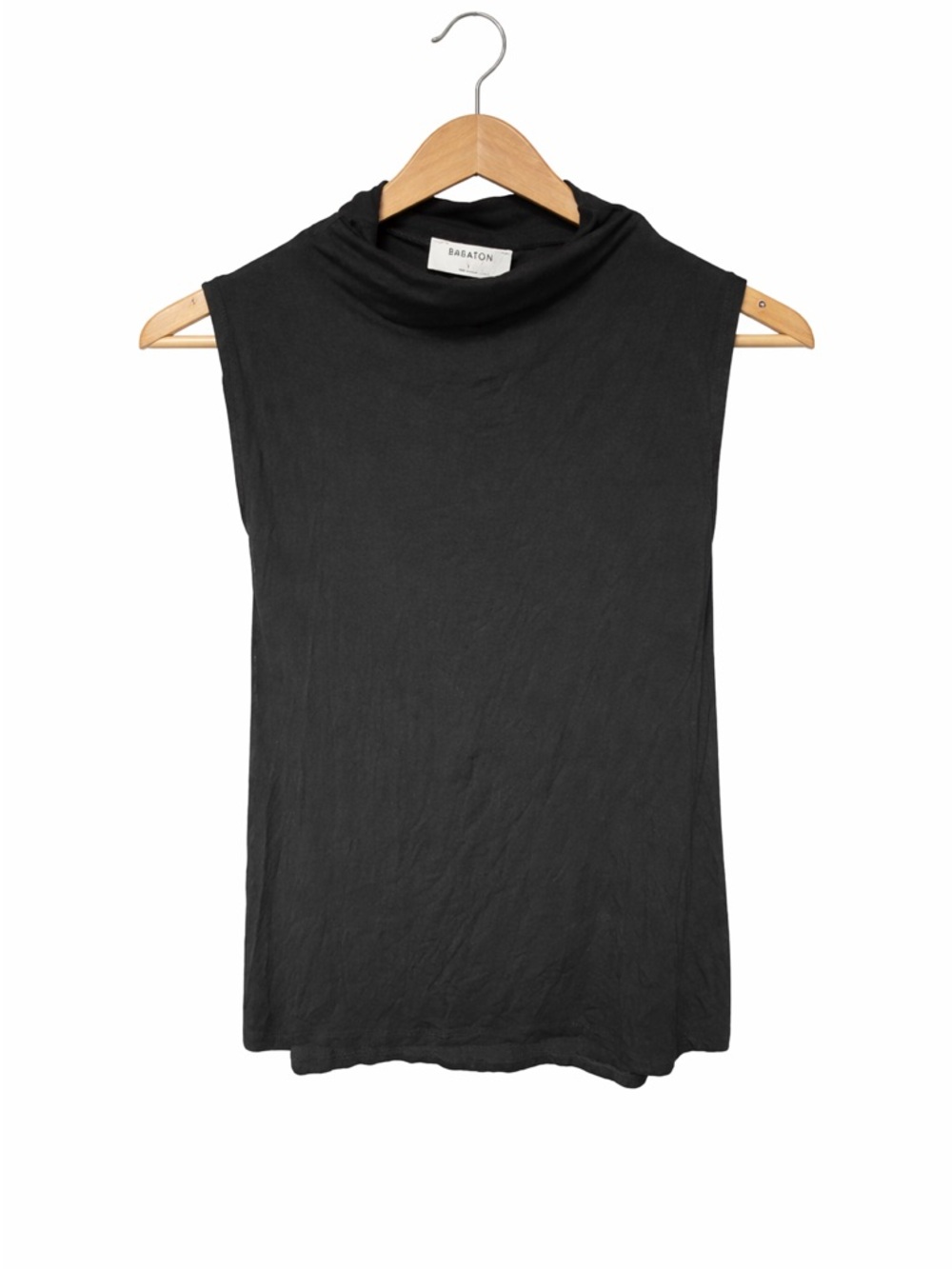 Babaton Vince Mock Neck Sleeveless Tank Top Black Size L Minimalist Basic
